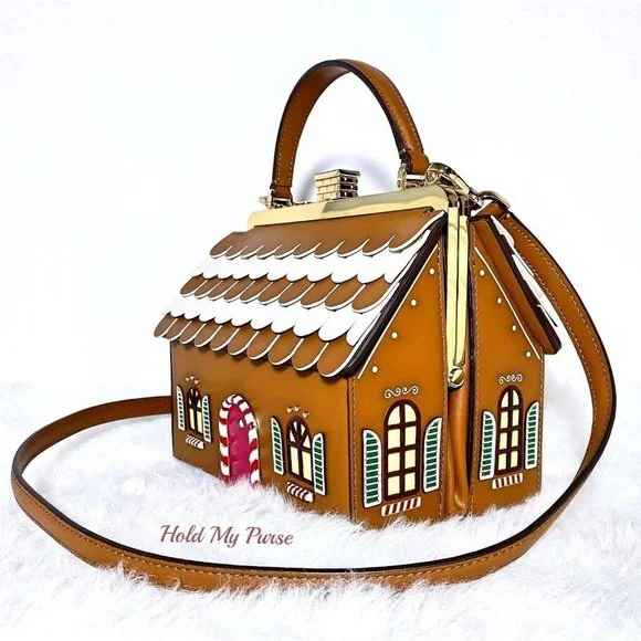 Kate Spade Gingerbread House Handbag & Gingerbread Man Keychain Charm NWT - Picture 7 of 15